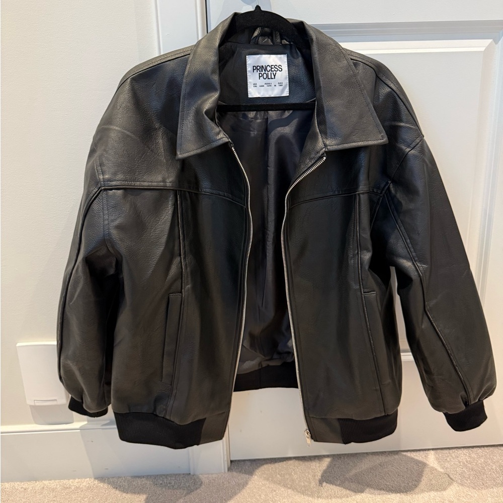 Princess Polly Black Faux Leather Jacket